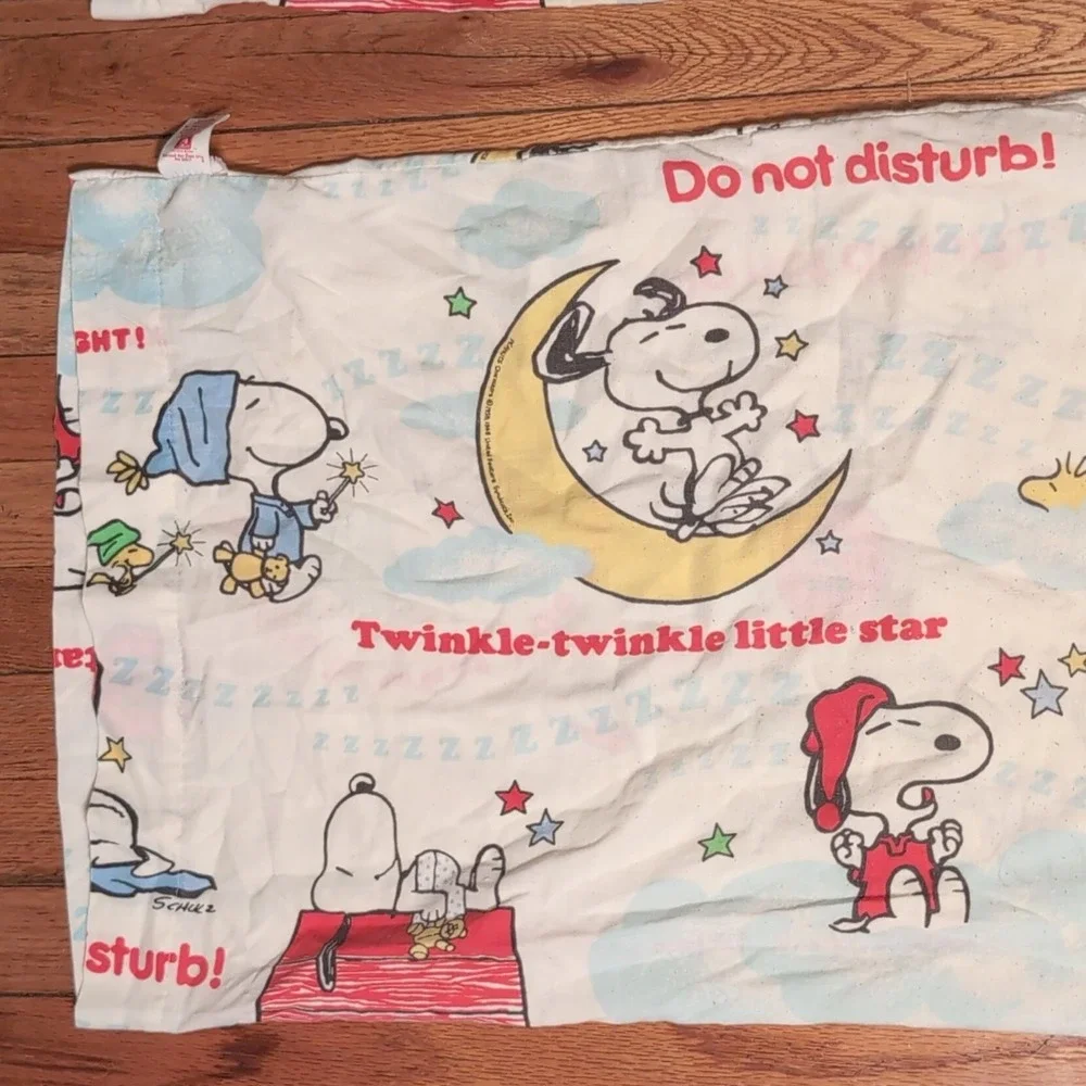 Peanuts Snoopy Pillowcase Set Standard Flannel Cotton Polyester Woodstock